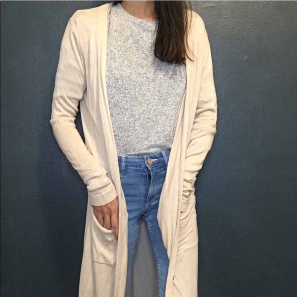 Cream long sleeve cardigan